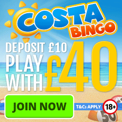 Costa Bingo Get 5 Free and a 300% bonus up to 30 on your first deposit-955